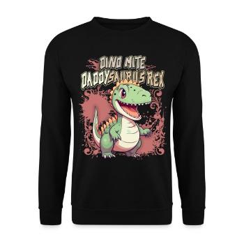 Father's Day, Kawaii Dino Saying, Dinosaur Daddy - Unisex Sweatshirt - black - Front - Alina (178cm) & Michal (187cm)