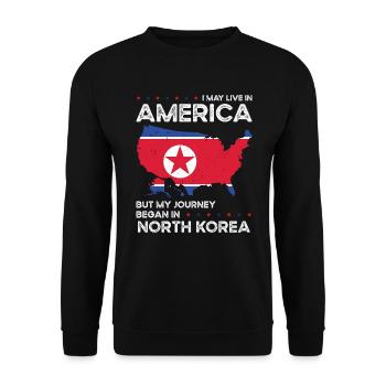 Nordkorea Amerikanischer Patriot USA Gewachsen - Unisex Pullover - Schwarz - Vorne - Alina (178cm) & Michal (187cm)