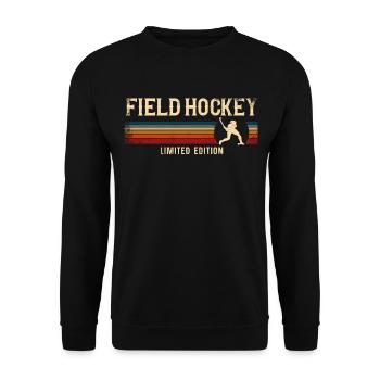 Field Hockey Retro Vintage Field - Unisex Pullover - Schwarz - Vorne - Alina (178cm) & Michal (187cm)
