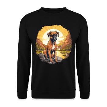 Chien Boxer - Sweat-shirt Unisexe - noir - Devant - Alina (178cm) & Michal (187cm)