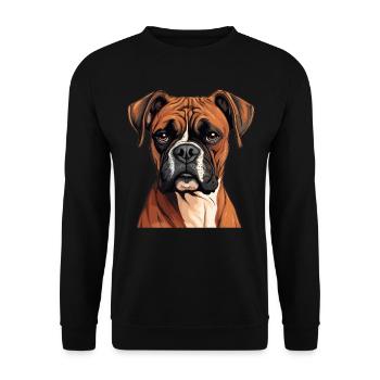 Chien Boxer - Sweat-shirt Unisexe - noir - Devant - Alina (178cm) & Michal (187cm)