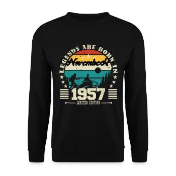 November 1957. November 1957 Birthday Gift. - Unisex Sweatshirt - black - Front - Alina (178cm) & Michal (187cm)