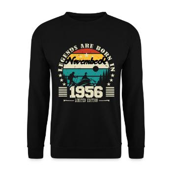 November 1956. November 1956 Birthday Gift. - Unisex Sweatshirt - black - Front - Alina (178cm) & Michal (187cm)