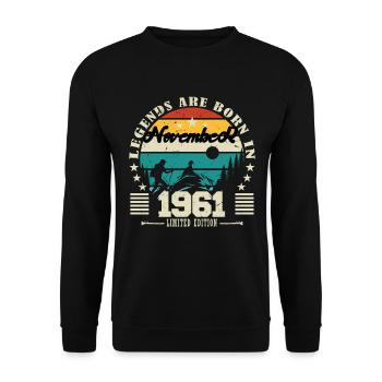 November 1961. November 1961 Birthday Gift. - Unisex Sweatshirt - black - Front - Alina (178cm) & Michal (187cm)