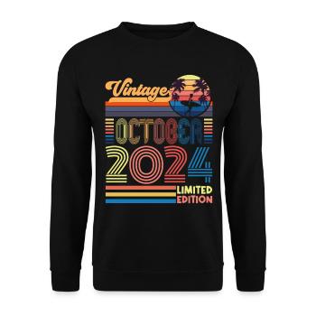 Anniversaire octobre 2024. Cadeau Octobre 2024. - Sweat-shirt Unisexe - noir - Devant - Alina (178cm) & Michal (187cm)