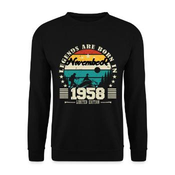 November 1958. November 1958 Anniversary Gift. - Unisex Sweatshirt - black - Front - Alina (178cm) & Michal (187cm)