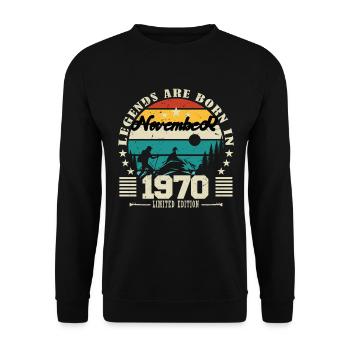 November 1970. November 1970 Birthday Gift. - Unisex Sweatshirt - black - Front - Alina (178cm) & Michal (187cm)