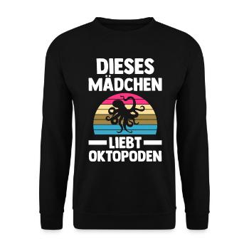 Tintenfisch Oktopus - Unisex Pullover - Schwarz - Vorne - Alina (178cm) & Michal (187cm)