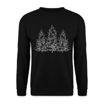 Line Art Black Forest Fir Tree Nature Lover - Unisex Sweatshirt - black - Front - Alina (178cm) & Michal (187cm)