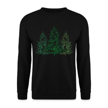 Line Art Fir Spruce Fir Trees Nature Lover - Unisex Sweatshirt - black - Front - Alina (178cm) & Michal (187cm)