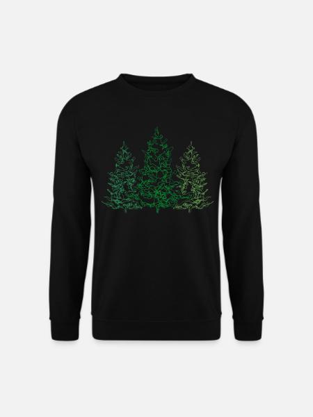 Line Art Tanne Fichte Tannenbäume Naturliebhaber - Unisex Pullover - Schwarz