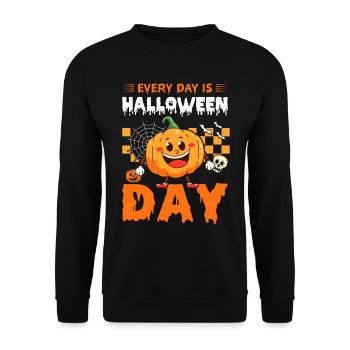 Every Day Is Halloween Day - Halloween Funny Pumpk - Unisex Sweatshirt - black - Front - Alina (178cm) & Michal (187cm)