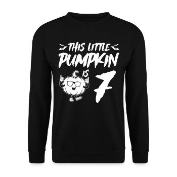 Anniversaire d’Halloween Cette petite citrouille a 7 ans - Sweat-shirt Unisexe - noir - Devant - Alina (178cm) & Michal (187cm)