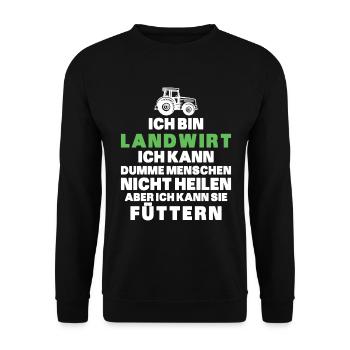 Ich bin Landwirt Landwirtschaft Landwirt Traktor - Unisex Pullover - Schwarz - Vorne - Alina (178cm) & Michal (187cm)