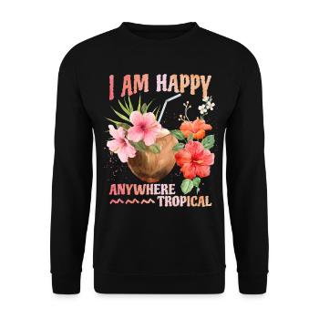 Coconut Cocktail, Hibiscus, Tropics, South Seas, Saying - Unisex Sweatshirt - black - Front - Alina (178cm) & Michal (187cm)