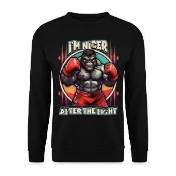 Funny Gorilla, Monkey as Boxer, Boxing Saying - Unisex Sweatshirt - black - Front - Alina (178cm) & Michal (187cm)