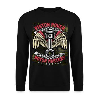 Motorcycle, Biker Saying, Piston, Piston Power - Unisex Sweatshirt - black - Front - Alina (178cm) & Michal (187cm)