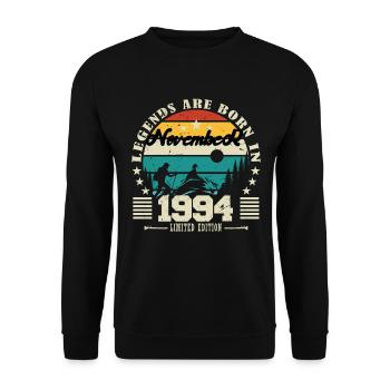 November 1994. November 1994 Birthday Gift. - Unisex Sweatshirt - black - Front - Alina (178cm) & Michal (187cm)
