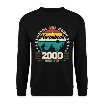 November 2000. November 2000 Birthday Gift. - Unisex Sweatshirt - black - Front - Alina (178cm) & Michal (187cm)