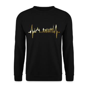 Prag Skyline Herzschlag Tschechien Herz Love Praha - Unisex Pullover - Schwarz - Vorne - Alina (178cm) & Michal (187cm)