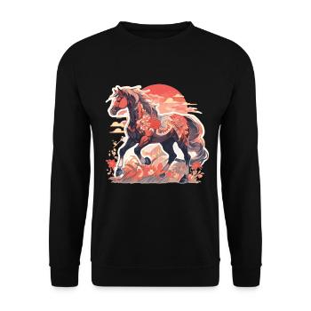 Cheval chevaux jument Folen équitation cavalier cadeau - Sweat-shirt Unisexe - noir - Devant - Alina (178cm) & Michal (187cm)