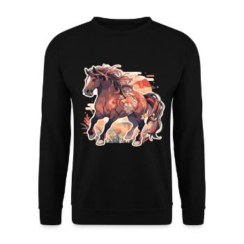 Cheval chevaux jument Folen équitation cavalier cadeau - Sweat-shirt Unisexe - noir - Devant - Alina (178cm) & Michal (187cm)