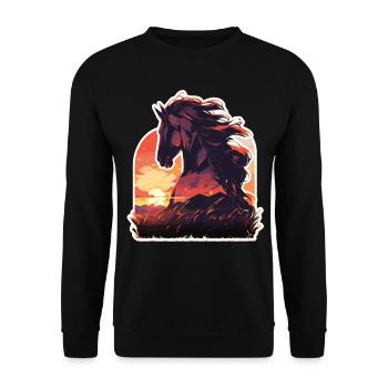 Horses, Sunset, Horse, Stallion, Riding - Unisex Sweatshirt - black - Front - Alina (178cm) & Michal (187cm)