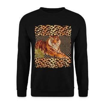 Tiger Print - Unisex Sweatshirt - black - Front - Alina (178cm) & Michal (187cm)