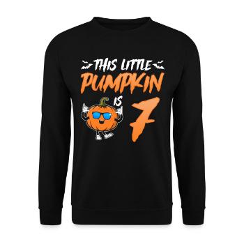 Cette petite citrouille a 7 ans - 7e anniversaire Hall - Sweat-shirt Unisexe - noir - Devant - Alina (178cm) & Michal (187cm)