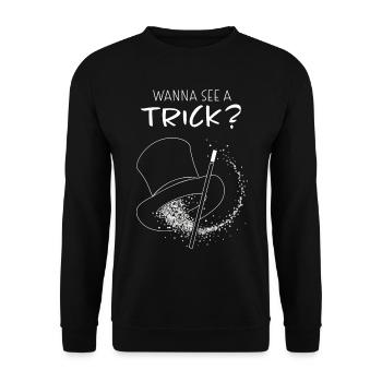 Magicien de scène, Illusionniste, Spectacle de magie, Magicien amateur - Sweat-shirt Unisexe - noir - Devant - Alina (178cm) & Michal (187cm)