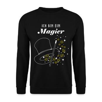 Magier Zauberer Münzmagie Münztricks Illusionist - Unisex Pullover - Schwarz - Vorne - Alina (178cm) & Michal (187cm)