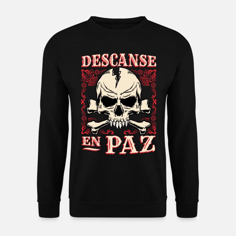 Skull, Crossbones Bone Saying Rest-In-Peace - Unisex Sweatshirt - black