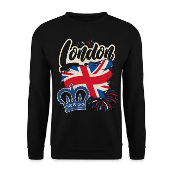 Londres, Angleterre, Grande-Bretagne drapeau et couronne - Sweat-shirt Unisexe - noir - Devant - Alina (178cm) & Michal (187cm)