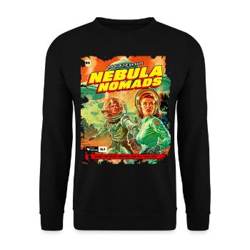 Comicstrip, 50er Jahre Comic, Nebula Nomaden - Unisex Pullover - Schwarz - Vorne - Alina (178cm) & Michal (187cm)