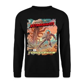 Comicstrip, 50er Jahre Comic, Weltraum Monster - Unisex Pullover - Schwarz - Vorne - Alina (178cm) & Michal (187cm)
