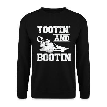 Fart Farting Crop Duster Dad Humor - Unisex Sweatshirt - black - Front - Alina (178cm) & Michal (187cm)