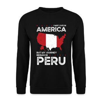 Peruvian American Patriot USA Grown Peru US Flag - Unisex Sweatshirt - black - Front - Alina (178cm) & Michal (187cm)