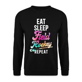 Field Hockey Eat Sleep Field - Unisex Pullover - Schwarz - Vorne - Alina (178cm) & Michal (187cm)