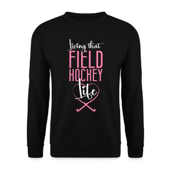 Le hockey sur gazon sur le terrain - Sweat-shirt Unisexe - noir - Devant - Alina (178cm) & Michal (187cm)