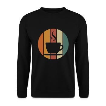 Café rétro Vintage coucher de soleil | Amateurs de café - Sweat-shirt Unisexe - noir - Devant - Alina (178cm) & Michal (187cm)