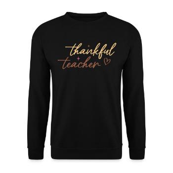 Thankful Teacher Turkey Pilgrim Retro Thanksgiving - Unisex Pullover - Schwarz - Vorne - Alina (178cm) & Michal (187cm)