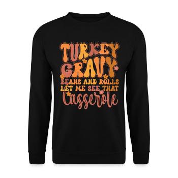 Drôle de sauce à la dinde : Dinde pèlerine Thanksgiving - Sweat-shirt Unisexe - noir - Devant - Alina (178cm) & Michal (187cm)