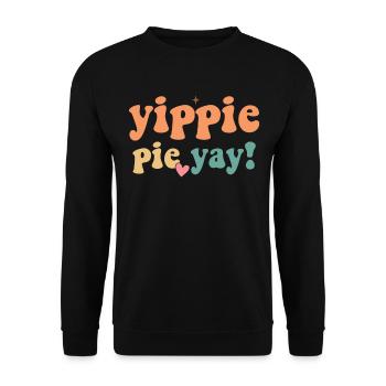 Retro Yippie Pie Yay - Turkey Retro Thanksgiving - Unisex Pullover - Schwarz - Vorne - Alina (178cm) & Michal (187cm)