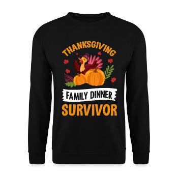 Thanksgiving Family Dinner Survivor Pilgrim Turkey - Unisex Sweatshirt - black - Front - Alina (178cm) & Michal (187cm)