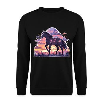 Pferd Pferde Ross Gaul Reiten Pferdekopf Reiter - Unisex Pullover - Schwarz - Vorne - Alina (178cm) & Michal (187cm)