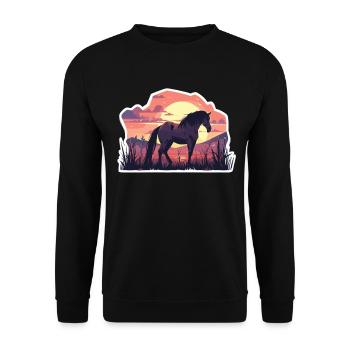 Horse Horses Ross Horse Riding Horse Head Rider - Unisex Sweatshirt - black - Front - Alina (178cm) & Michal (187cm)