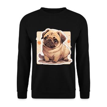 Mops Mops Hund Mops Leben Mops Geschenke - Unisex Pullover - Schwarz - Vorne - Alina (178cm) & Michal (187cm)