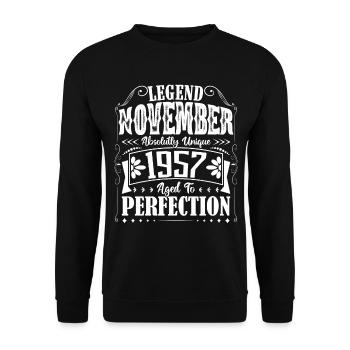 November 1957. November 1957 Birthday Gift - Unisex Sweatshirt - black - Front - Alina (178cm) & Michal (187cm)