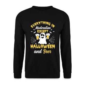 Funny Ghost - Everything In Moderation Except Hall - Unisex Pullover - Schwarz - Vorne - Alina (178cm) & Michal (187cm)