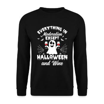 Everything In Moderation Except Halloween & Wine - Unisex Sweatshirt - black - Front - Alina (178cm) & Michal (187cm)